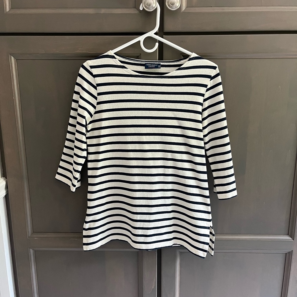 Saint James Breton Striped Top, navy/off white